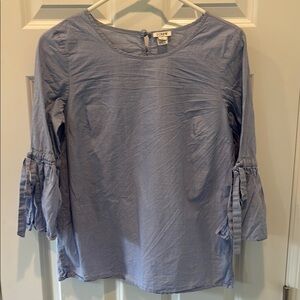 J. Crew Gray Ruffled Blouse